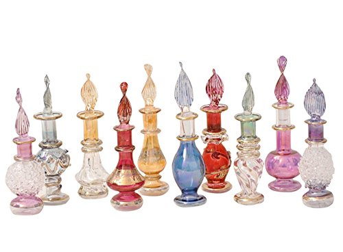 Perfumeros, esencieros de Cristal soplado Hecho y Pintado a Mano en Egipto, Mide Entre 4 y 6 cm Aproximadamente. Se envía aleatoriamente según disponibilidad