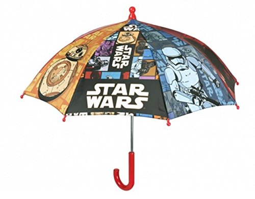 Perletti - Paraguas largo para niños de Star Wars, apertura segura