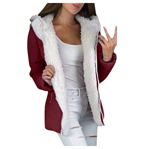 PKTOP - Abrigo acolchado de algodón para mujer, con capucha, grueso y cálido Vino 2 5X