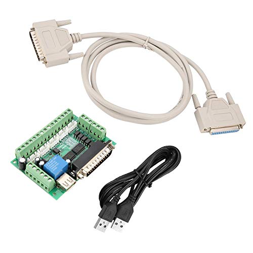 Placa de interfaz de motor paso a paso de 5 Achs, MACH3 Placa de conexión de interfaz USB de 5 Achs para motor paso a paso CNC, con cable USB y cable de conexión en paralelo