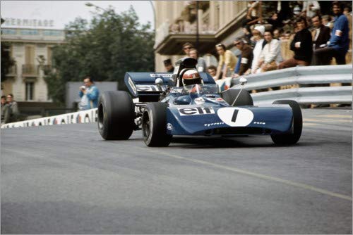 Posterlounge Cuadro de Madera 100 x 70 cm: Jackie Stewart, Tyrrell 004 Ford, F1 Monaco 1972 de Motorsport Images