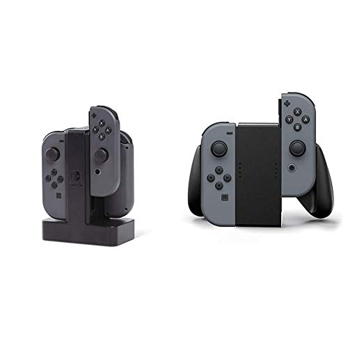 PowerA - Estación de Carga Joy-con (Nintendo Switch) + Nintendo Switch Joy-con Comfort Grip, Negro