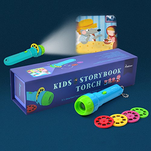 Proyector para niños, Starter Story Proyector para linterna Baby Flashlight Toys, 4 temas para 32 imágenes, Baby Bedtime Story Toys