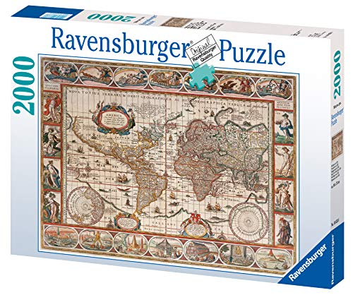 Ravenburger-16633 6 geografía Puzzle 2000 Piezas Mapamundi de 1650, Multicolor (16633)