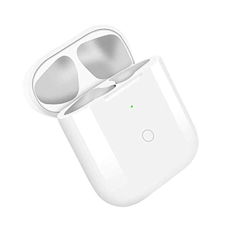 Reemplazo actualizado de la Caja de Carga inalámbrica Qi Compatible con AirPods 1 2, con botón de sincronización Bluetooth, Cubierta Protectora del Cargador AirPod (White)