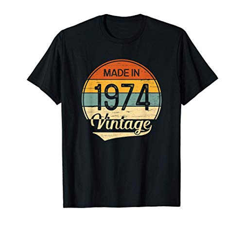 Regalo Hombre Mujer Cumpleaños 47 Años Vintage Made in 1974 Camiseta