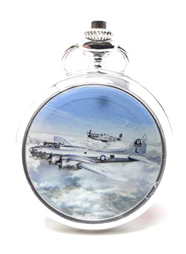 Reloj de bolsillo para hombre, mecánico, analógico, cuerda manual, plateado, 40 mm, tapa de resorte B17G Flying Fortress