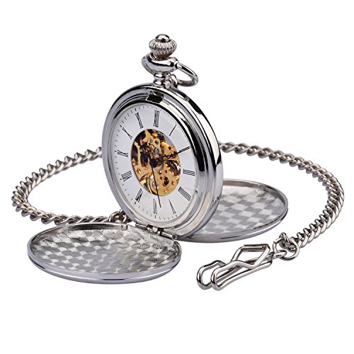Reloj Gusset Pocket Zeiger Steampunk Esqueleto Mecánico Cobre Estilo Gusset Retro Colgante Reloj de Bolsillo w351