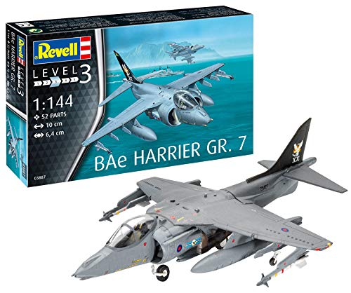 Revell-BAe Harrier GR.7, Escala 1:144 Kit de Modelos de plástico, Multicolor, 1/144 03887 3887