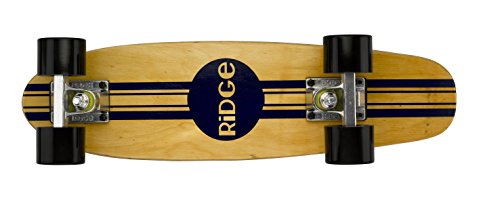 Ridge Skateboard Retro Mini Cruiser 58cm en 7ply Madera de Maple con Ruedas Negras, Unisex, 58 cm
