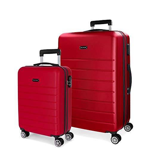 Roll Road Magazine Juego de maletas Rojo 55/66 cms Rígida ABS Cierre combinación 99L 4 Ruedas Dobles Equipaje de Mano