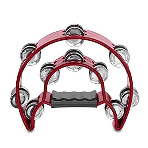 Rosenice - Pandereta de doble fila de media luna (metal), diseño de pandereta, color rojo