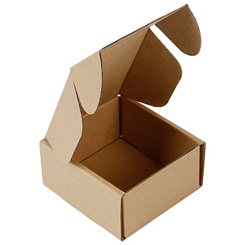 RUSPEPA 10 X 10 X 5 cm Cajas De Cartón Corrugado Perfecto Para El Envío Pequeño, Kraft (Paquete De 50)