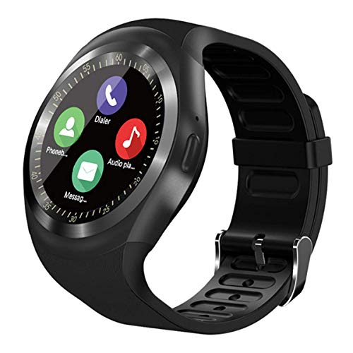 SEPVER Smartwatch Reloj Inteligente Redondo, rastreador de Ejercicios, podómetro con Ranura para Tarjeta SIM, notificaciones de Llamadas, para Android iOS Samsung Huawei para Mujeres Hombres(Negro)
