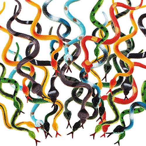 Serpientes Falsos de Plástico Serpiente de Selva Tropical Serpiente de Goma Realista Colorido para Niños y Niñas Decoración de Fiesta Juguetes de Mordaza Broma y Prop (48 Piezas)