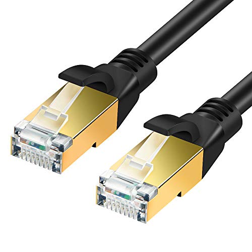 SHULIANCABLE Cable Ethernet Cat 8, Cable de Red Cable de Conexión RJ45 LAN Cable F/FTP Blindaje 40 Gbps,2000Mhz (5M)