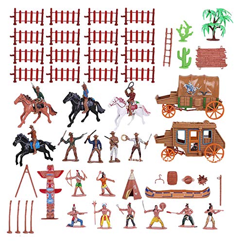 SM SunniMix 1 Juego de Figuras de plástico de Vaqueros e Indios Figuras nativas Americanas Miniatura Caja de Arena Decoración Juguetes Educativos Regalos