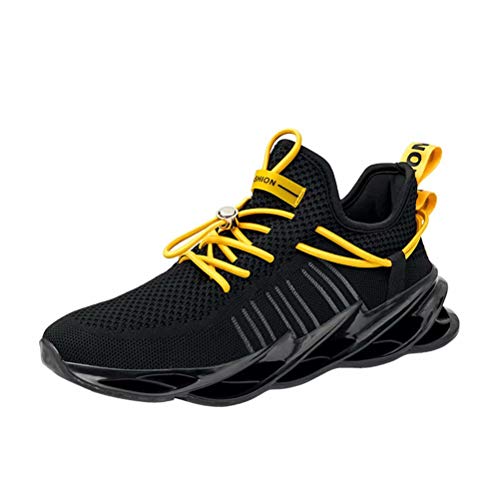 Sneakers Hombre Malla Tejida con Mosca Zapatos De Running Transpirables Casual Zapatos Gimnasio Zapatillas De Deporte Negro 40