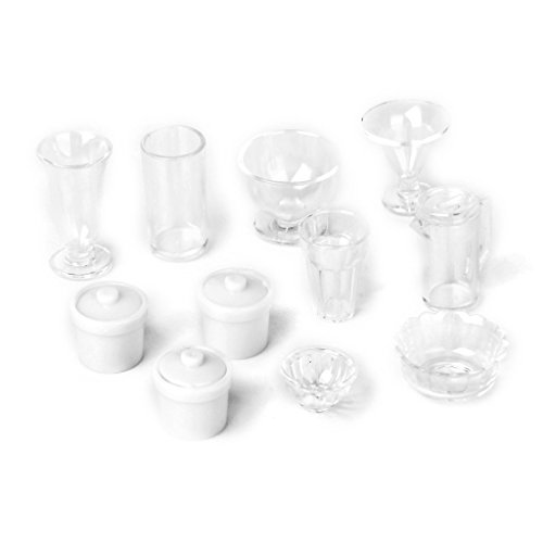 SODIAL(R) 11 piezas Juego de contenedor de cocina para uso domestico de plastico de miniatura de casa de munecas 1/12