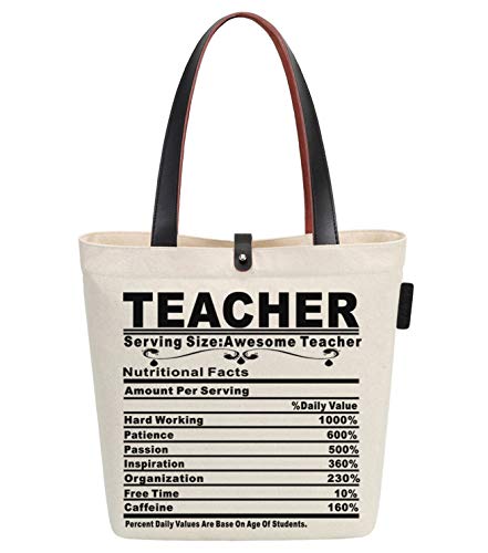 So'each Bolsa de lona y playa impresionante para profesores, 38 cm, 10 litros, color beige