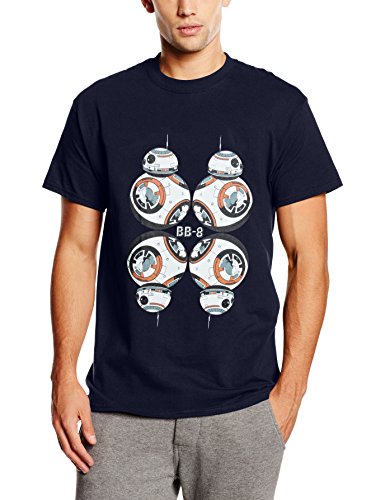 Star Wars BB-8 Reflections Camiseta, Azul (Navy), Medium para Hombre