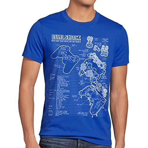 style3 Dualshock Controlador Camiseta para Hombre T-Shirt PS Videojuego videoconsola, Talla:M, Color:Azul