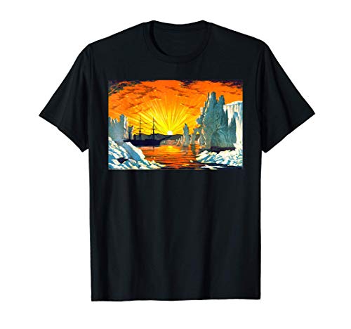 Sunset Iceberg Ice Berg Hoja Barco Goleta Rayos de sol Camiseta