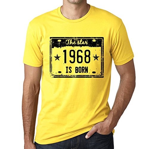 The Star 1968 Cumpleaños de 53 años is Born Hombre Camiseta Amarillo Regalo De Cumpleaños