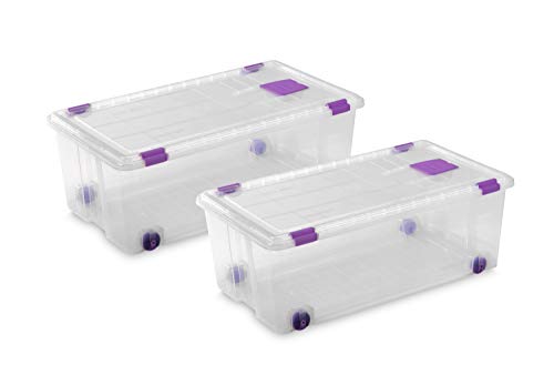 TODO HOGAR - Caja Plástico Almacenaje Grandes Multiusos con Ruedas - Medidas 730 x 405 x 265 - Capacidad de 62 litros (2)