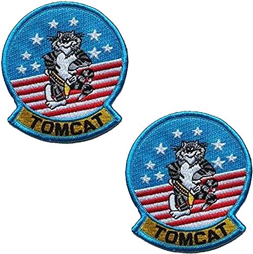 Tom Cat Top Gun Movie Disfraz de combate de la fuerza aérea Cosplay parche bordado militar táctico morale cierre velcro parches parches apliques insignias 3.5 pulgadas 2 piezas