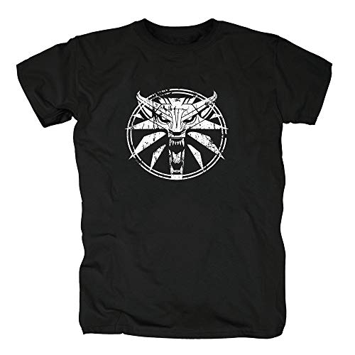 TSP Circle Wolf Medallion Gamer Camiseta para Hombre L Negro