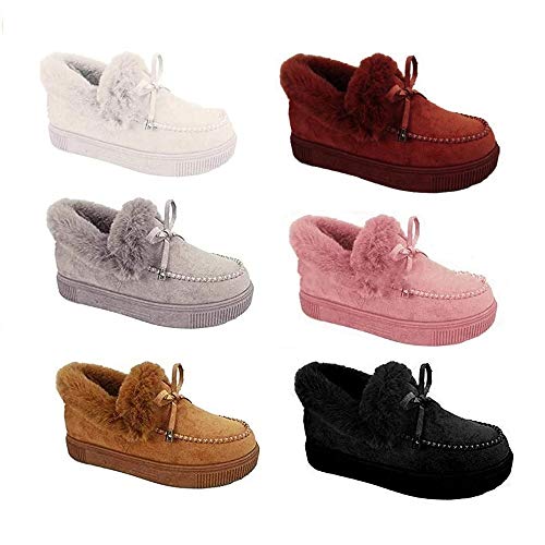 TTCPUYSA Kandylane Casual Fashion Flat Boots,Comfortable Thick Plush Keep Warm Sneakers,Warm Winter Cute Durable Shoes Womens Snow Boots Loafer Flats (Pink, 40)