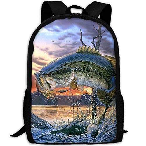 TTmom Zaini/Zaino Casual,Borse a Zainetto, Bass Fish Jumping Stylish Laptop Backpack School Backpack Bookbags College Bags Daypack
