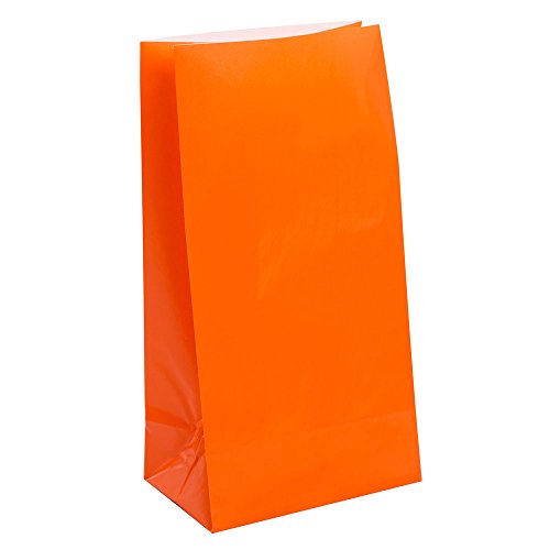 Unique Party 12 bolsas de regalo de papel, color naranja, paquete de 30 (59013)