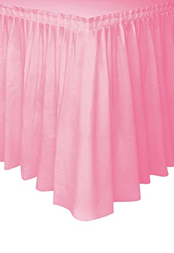 Unique Party- Falda de mesa de plástico, Color rosa claro, 420 cm (50402)