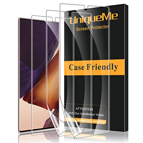 UniqueMe [3 Pack] Protector de Pantalla para Samsung Galaxy Note 20 Ultra (6.9 Pulgada) 4G / 5G, [Fácil instalación] [Huella Digital Disponible] HD Clear TPU Case Friendly de Cobertura Completa