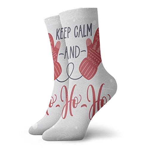 Unisex adult printed sports socks,Christmas Fun Theme With Snowfall Seasonal Gloves Ho Ho Ho Santa Print,Men's and Women's street casual sports socks