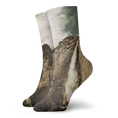Unisex adult printed sports socks,Waterfalls In Yosemite National Park California Famous Travel Destination,Men's and Women's street casual sports socks