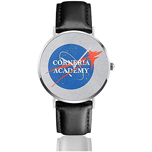 Unisex Corneria Starfox NASA Mix Watches Reloj de Cuero de Cuarzo con Correa de Cuero Negro
