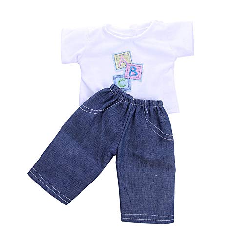 Uteruik Ropa de muñecas para 46cm / 18in American Girl Doll Casual Outfits - Accesorio para Camiseta y Jeans, 2 Piezas/Set
