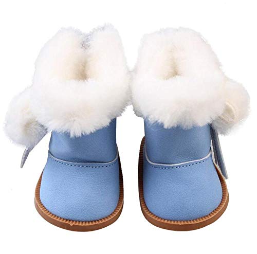 Uteruik Zapatos de muñeca más botas de terciopelo para muñeca de 46 cm, zapatos cálidos de invierno, accesorios de disfraz, 1 par (azul)