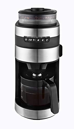 Venga! VG CCG 3006 - Cafetera con molinillo de acero inoxidable, cristal y plástico, 750 W, 850 ml (negro)