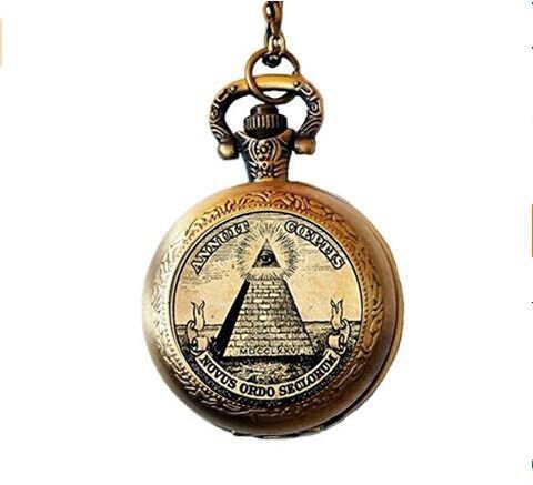 Vintage símbolo masónico Illuminati antiguo impresión ilustración cartel cristal bolsillo reloj collar
