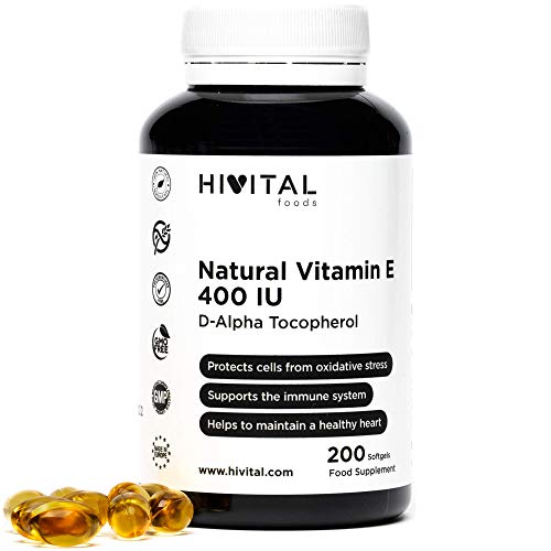 Vitamina E Natural 400 UI | 200 perlas, (Más de 6 meses de suministro) | Potente antioxidante que protege las células del estrés oxidativo, mejora el sistema inmune y favorece la salud cardiovascular.