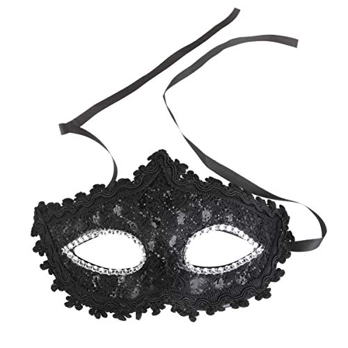 VOSAREA Exquisita Pedrería De Cristal De Encaje Estilo Veneciano Máscara Cosplay De La Moda Negro De La Mascarada Fiesta De Disfraces