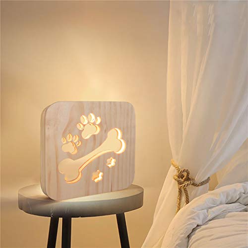 Watopi - Lámpara de noche para mesita de noche, diseño vintage de madera de pino, con USB, 2,5 W, de pie, para el hogar, habitación, niños, regalos de cumpleaños, decoración de guardería