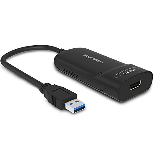 Wavlink HDMI Adaptador USB 3.0 Externo Tarjeta de Video Monitor Pantalla Soporta Resolución 2048 x 1152 con Puerto de Audio para Windows 10/8/7/XP - Color Negro