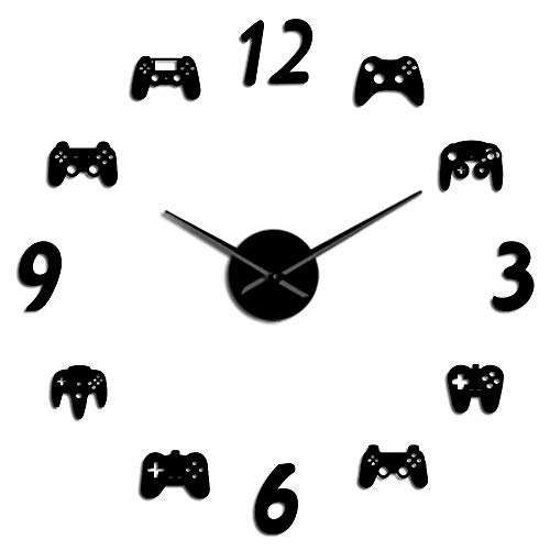 WAWD DIY Wall Clock Silent Acrylic Mirror Effect Suitable for Game Room Decoration Seamless Giant Wall Clock Game Boy Room Wall Clock