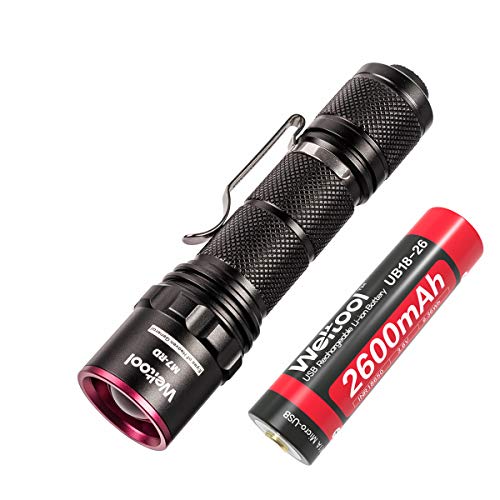 Weltool M7-RD LED Linterna rojo luz, linternas led alta potencia, led flashlight, con batería, conserva la función de visión nocturna, para aviación, astronomía, ver mapas, hacer una revisión, caza