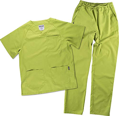Work Team Uniforme Sanitario, con elástico y cordón en la Cintura, Casaca y Pantalon Unisex Verde Manzana M